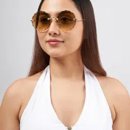 Joker & WItch Brown Gradient Round Sunglasses for Women-picture-25