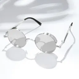 Joker & WItch Grey UV Protection Round Unisex Sunglasses image 2