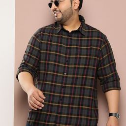 Sztori Plus Size Tartan Checks Pure Cotton Casual Shirt-picture-34