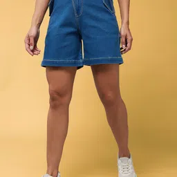 The Roadster Lifestyle Co. Women Mid-Rise Clean-Look Stretchable Denim Bermuda Shorts-image-113