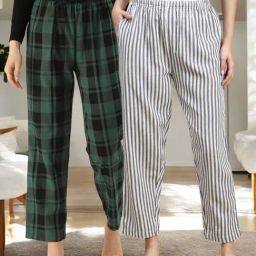 Kryptic Blue & Green Cotton Relaxed Fit Printed Lounge Pants - Pack of 2-picture-13