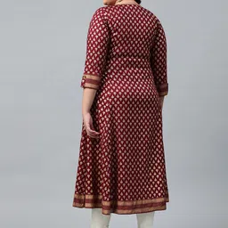 IKRASS Geometric Printed Round Neck A-Line Kurta image 2