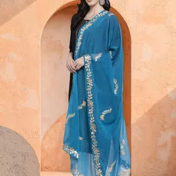 Moda Rapido Floral Embroidered Gotta Patti Chiffon Dupatta image 3