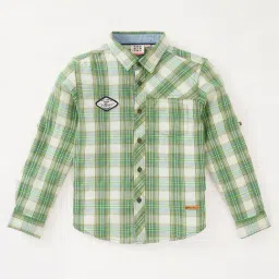 Ed-a-Mamma Kids Green & White Checks Full Sleeves Shirt-picture-33