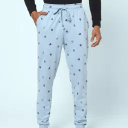 Ajile by Pantaloons Sky Blue Cotton Slim Fit Printed Nightwear Joggers-image-20