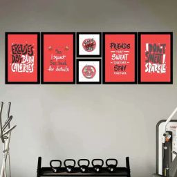 Art Street Black & Red Gym Motivational Quotes Excuses Don'T Burn Calories Art Prints - Set of 6-picture-8