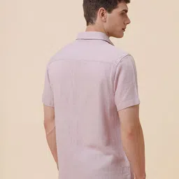 Crocodile Textured Spread Collar Short Sleeves Pure Cotton Shirt image 2