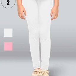 Lyra Kids Pink & White Skinny Fit Leggings (Pack of 2)-picture-19