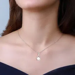 GIVA 92.5 Sterling Silver Loop Pearl Pendant with Link Chain for Women-image-91