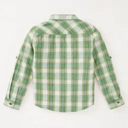 Ed-a-Mamma Kids Green & White Checks Full Sleeves Shirt image 2