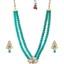 Peora Gold-Plated Stones & Beads-Studded Jewellery Set image 3