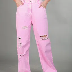 The Roadster Lifestyle Co. Women Pink Mid Rise Cotton Flared Jeans-picture-35