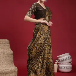 Mitera Ethnic Motifs Silk Blend Block Print Saree image 2