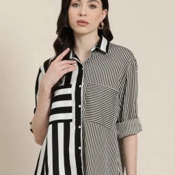 Qurvii Black & White Striped Shirt-picture-48
