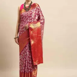 Silk Land Pink Woven Saree With Unstitched Blouse-picture-14