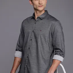 Louis Philippe Jeans Pure Cotton Self Design Textured Slim Fit Opaque Casual Shirt-picture-16