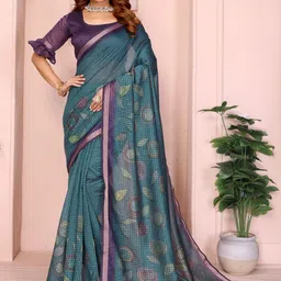 Mitera Checked Zari Chanderi Saree-image-9
