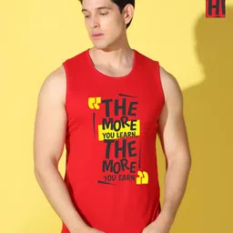 WOOSTRO Men Pack Of 2 Typography Sleeveless Printed Slim Fit T-shirt-image-38