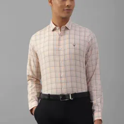 Allen Solly Beige Cotton Slim Fit Checks Shirt-picture-24