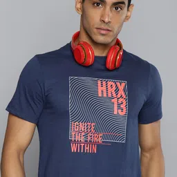 HRX By Hrithik Roshan Lifestyle Men Medieval Blue Bio-Wash Brand Carrier Tshirt-picture-39