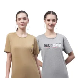 Vimal Jonney Beige & Light Grey Cotton Graphic Print T-Shirt (Pack Of 2)-image-66
