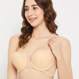 Clovia Beige Lace Half Coverage Push-Up Bra-picture-26