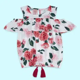 Pantaloons Junior Kids Off-White & Pink Floral Print Top-picture-27