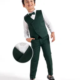 Mark & Mia Full Sleeves Three Piece Party Suit with Bow - Green & White-picture-16