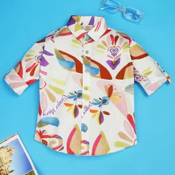 Rikidoos Full Sleeves Ginger Mary Text Printed Shirt - Cream-picture-10