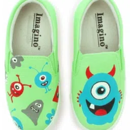 IMAGINO Monsters Hand Painted Slip On Shoes - Green-picture-24
