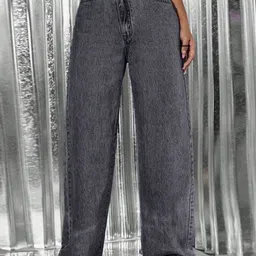 NUCOUTHS Women Super Wide Leg High-Rise Stretchable Jeans-picture-23