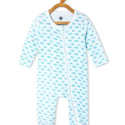 The Mom Store Pack Of 2 Full Sleeves Elephants & Happy Clouds Printed Rompers - Multi Colour image 3