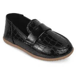 SHOES FOR JUNIORS Self Designed Loafers - Black image 3