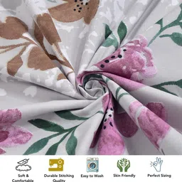 Myntra Elegant Homes Multicoloured Floral 300 TC King Size Bedsheet with 2 Pillow Covers image 2