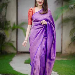 AMRUTKALA SAREES Woven Design Saree With Unstitched Blouse Piece image 2