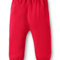 Babyhug Knit Full Sleeves Pullover Sweater Set With Vehicles Design - Red image 5