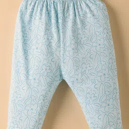 CUCUMBER Sinker Knit Full Sleeves Elephant & Floral Printed Night suit - Light Blue image 5