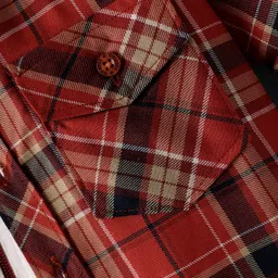 Rikidoos Full Sleeves Checked Shirt With Attached Hooded Tee - Orange & White image 5