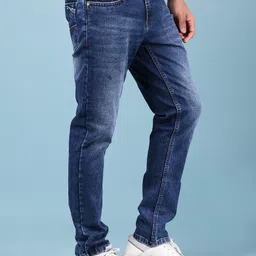 V-Mart Men Regular Fit Mid-Rise Low Distress Light Fade Jeans image 2