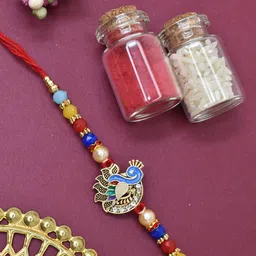 MEIRA JEWELLERY Set Of 2 Artificial Stones Studded & Beaded Thread Rakhis image 3