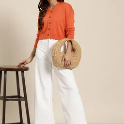 HERE&NOW Contrast Button Acrylic Cardigan-picture-33