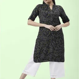 Rangmanch by Pantaloons Black Printed Straight Kurta-picture-20