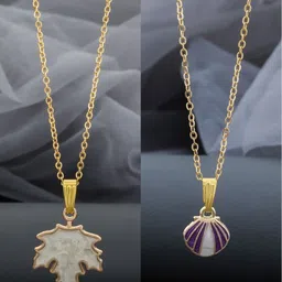 Birado Jewellery Set Of 2 Stainless Steel Gold-Plated Pendant & Chains-image-97