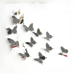 INDIAN ROYALS 12-Pcs Grey & Brown Butterfly Self Adhesive Waterproof Wall Sticker-image-28