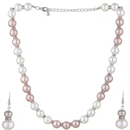 Rhosyn Women's Silver Alloy Pearl Jewellery Set-picture-26