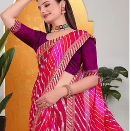 KANOODA Leheriya Pure Georgette Leheriya Saree image 5