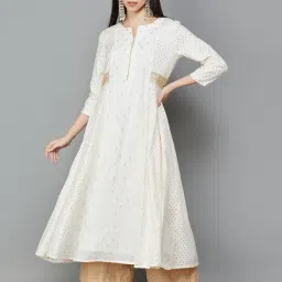 Melange by Lifestyle Off-White Printed Anarkali Kurta-image-95