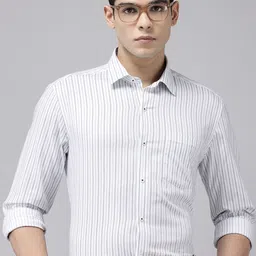 Arrow Pure Cotton Manhattan Slim Fit Striped Formal Shirt-image-20