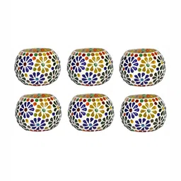 1ST TIME White & Blue 6 Pieces Cylindrical Shaped Candle Holders-picture-41