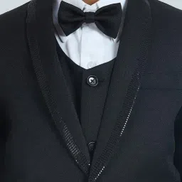 Kids Island Boys Black Embellished Regular Fit Suit Set image 4